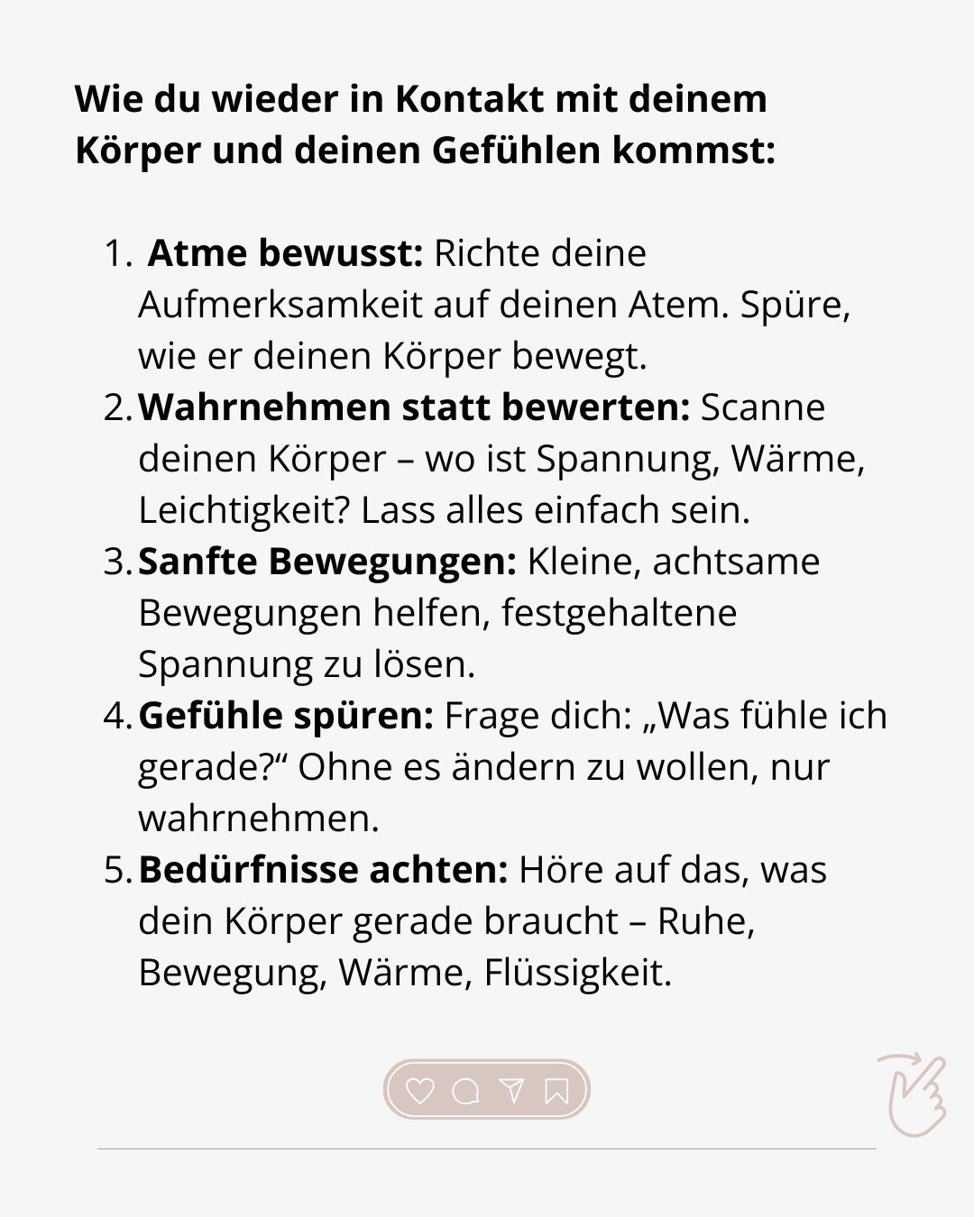 „Wenn die Psyche körperlichen Ausdruck findet“
Spannungen im Nacken, Kiefer oder Rücken sind oft mehr als nur körperliche Beschwerden – sie sind eine Einladung, um Signale achtsame wahrzunehmen. Lerne, sie zu erkennen, zu spüren und achtsam loszulassen.
#psychology #psychosomatik #somatic #mentalhealth #neckpain