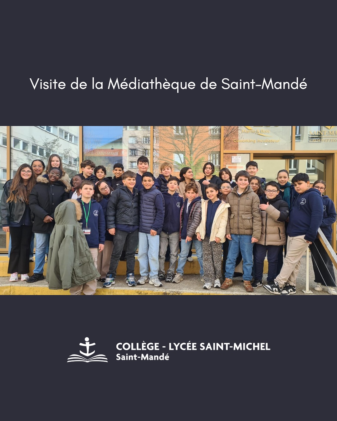 A l’occasion de la Semaine de la Presse et des Médias dans l’Ecole, les élèves de 605 ont participé à un atelier autour de l’image de Presse, à la Médiathèque de Saint-Mandé. Merci à Madame Lahaye pour sa présentation et à toute l’équipe de la médiathèque pour son accueil!
#semainedelapresse #college #viescolaire #pedagogie #sortiescolaire #mediatheque #saintmandé #enseignement #saintmichel #saintmandé